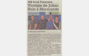 BOXE FRANÇAISE Julien HOLZ Finaliste du Champion d'Aquitaine Cadets 2015-2016